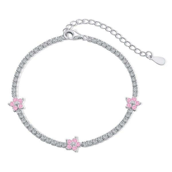 <ORIELL>Sparkling Flower Shape Tennis Bracelet